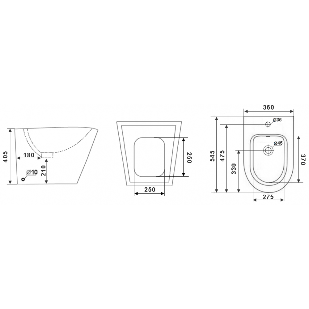 Биде напольное пристенное TIMO INARI 545*360*405 (TK-502)