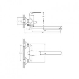 Смеситель для ванны с длинным поворотным изливом RUSH Fiji (FI1835-51)