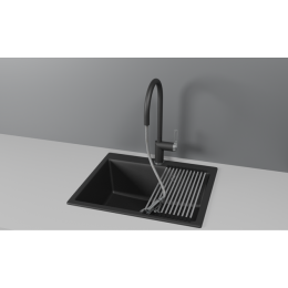 Смеситель для кухни GRANULA с выдвижным изливом (8172, ШВАРЦ)