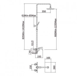 Душевая система, хром,  FASHUN (A2458)