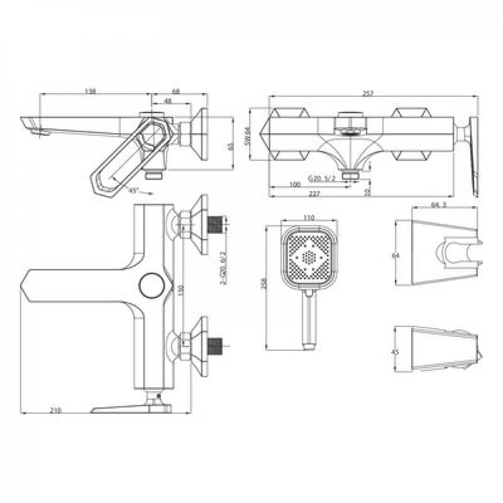 Смеситель для ванны и душа Lemark Prizma (LM3914C)