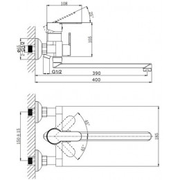 Смеситель для ванны с длинным поворотным изливом RUSH Tenerife (TE2835-51)