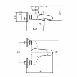 Смеситель для ванны и душа FASHUN хром (A3201)