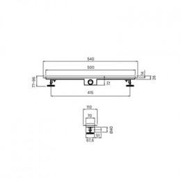 Лоток душевой, горизонтальный выпуск, комбинированный затвор, перфорированная решетка, 500мм, хром, IDDIS, (975A5SB10DZ)