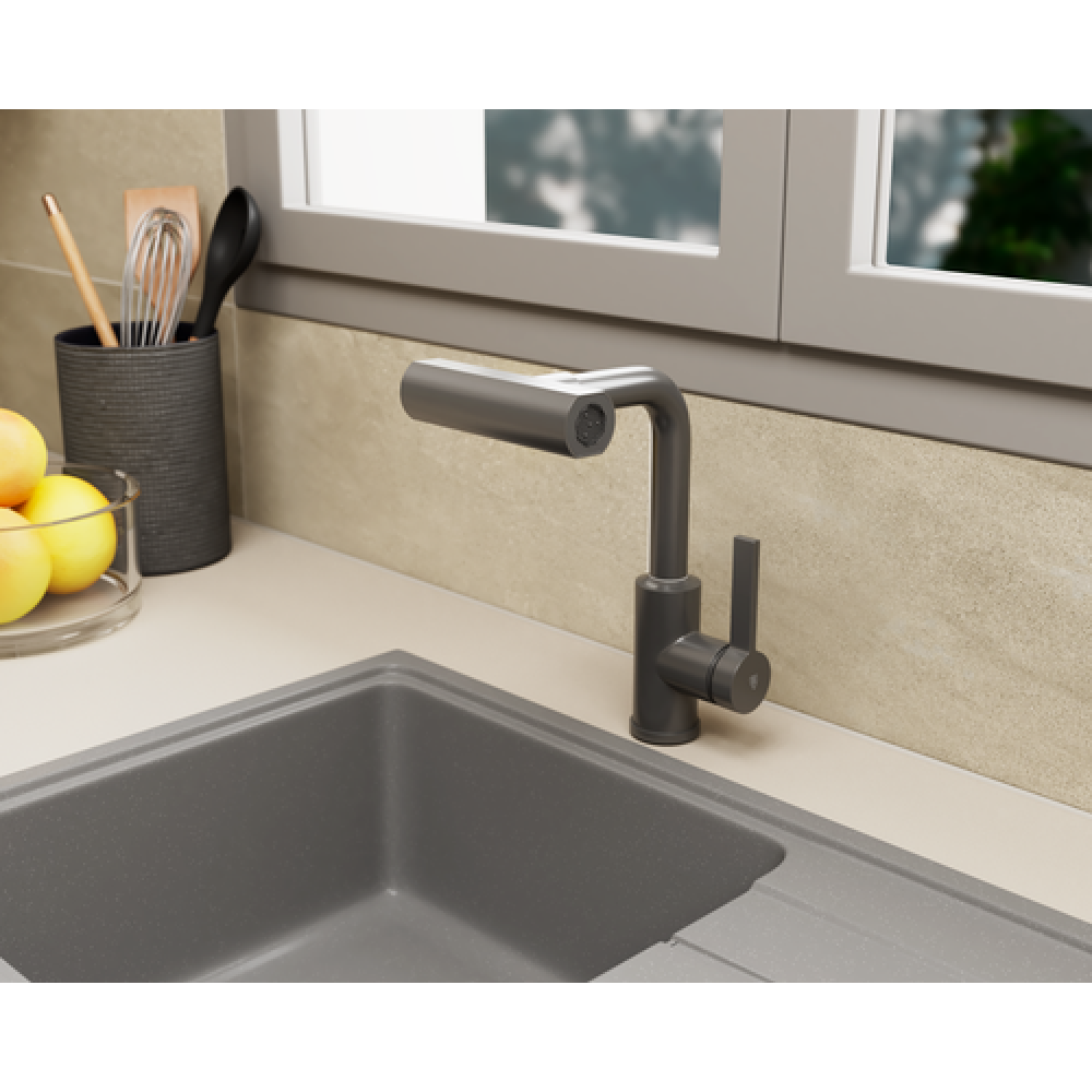 Смеситель для кухни с поворотной лейкой RUSH Tinos (TI3732-17Grey)