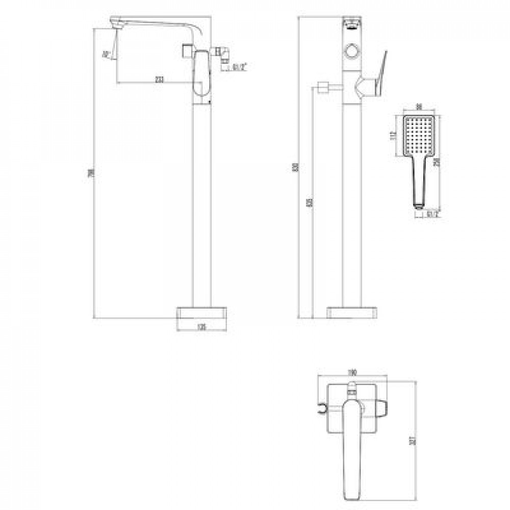 Смеситель для ванны и душа Lemark Bronx (LM3744BL)