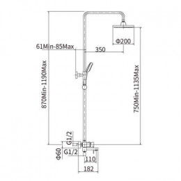 Душевая система, черная, FASHUN (A2482-7)