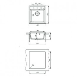 Кухонная мойка Lemark HANKA 450 врезная прямоугольная из кварцгранита цвет: Серый шёлк (9910011)