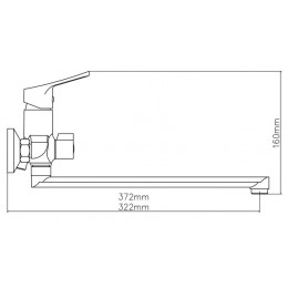 Смеситель ESKO "Limassol" для ванны, излив 350 мм, с аксессуарами (LL31)