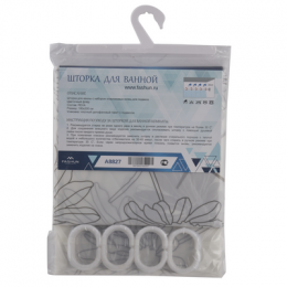 Шторка для ванны FASHUN с набором пластиковых колец для подвеса (A8827)