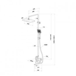 Душевая система с тропическим душем и изливом IDDIS Parker матовый графит (PARGM3Fi06)