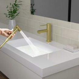 Смеситель для раковины с гигиеническим душем Timo Saona золото матовое (2360/17G)