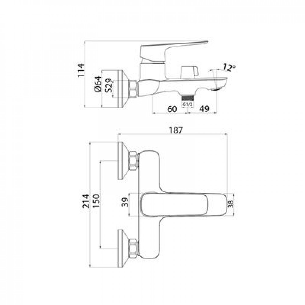 Смеситель для ванны IDDIS Sign (SIGSB02i02WA)