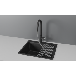 Смеситель для кухни GRANULA с выдвижным изливом и подключением к фильтру (8168, ЧЕРНЫЙ)