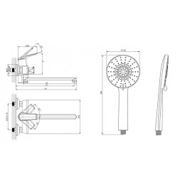 Смеситель для ванны с длинным поворотным изливом RUSH Nevis (NE1735-51Black)