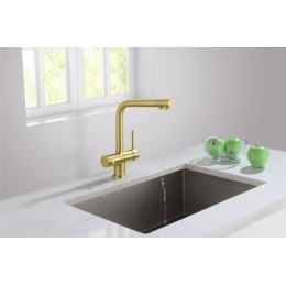 Смеситель для кухни с подключением фильтра Timo Saona золото матовое (2396/17F)