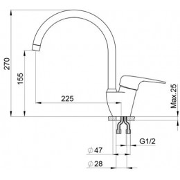 Смеситель для кухни GRANULA (1024, ЧЁРНЫЙ)