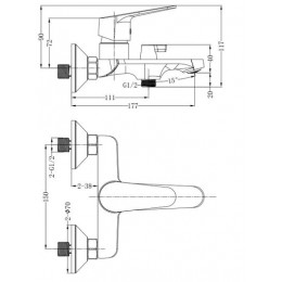 Смеситель ESKO "Colombo" для ванны короткий излив, без аксессуаров (COL54-2)