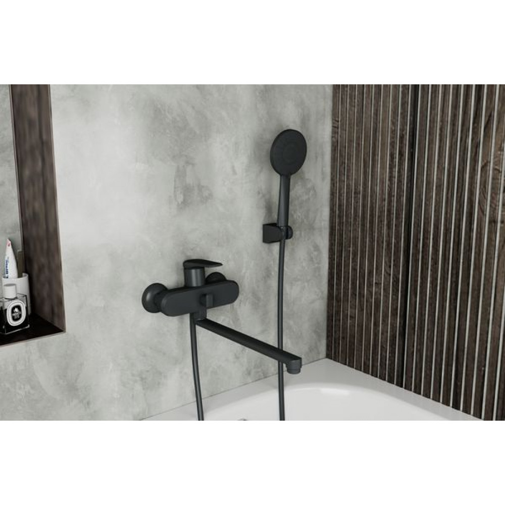 Смеситель для ванны с длинным поворотным изливом RUSH Nevis (NE1735-51Black)