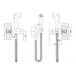 Смеситель скрытого монтажа ESKO с гигиеническим душем (SMH06 Black)