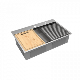 Кухонная мойка Lemark  IORDANA 780 прямоугольная из нержавеющей стали с аксессуарами в комплекте: ролл-мат, коландер, разделочная доска цвет: сталь (9937117)