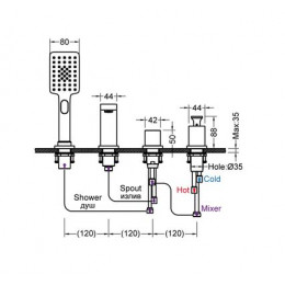 Смеситель для ванны и душа, врезной Timo Torne хром-белый (4330/00-16Y)