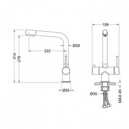 Смеситель для кухни с подключением фильтра Timo Saona черный (2396/03F)