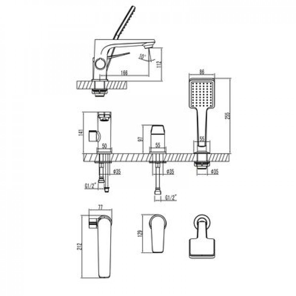 Смеситель для ванны и душа Lemark Bronx (LM3745BL)