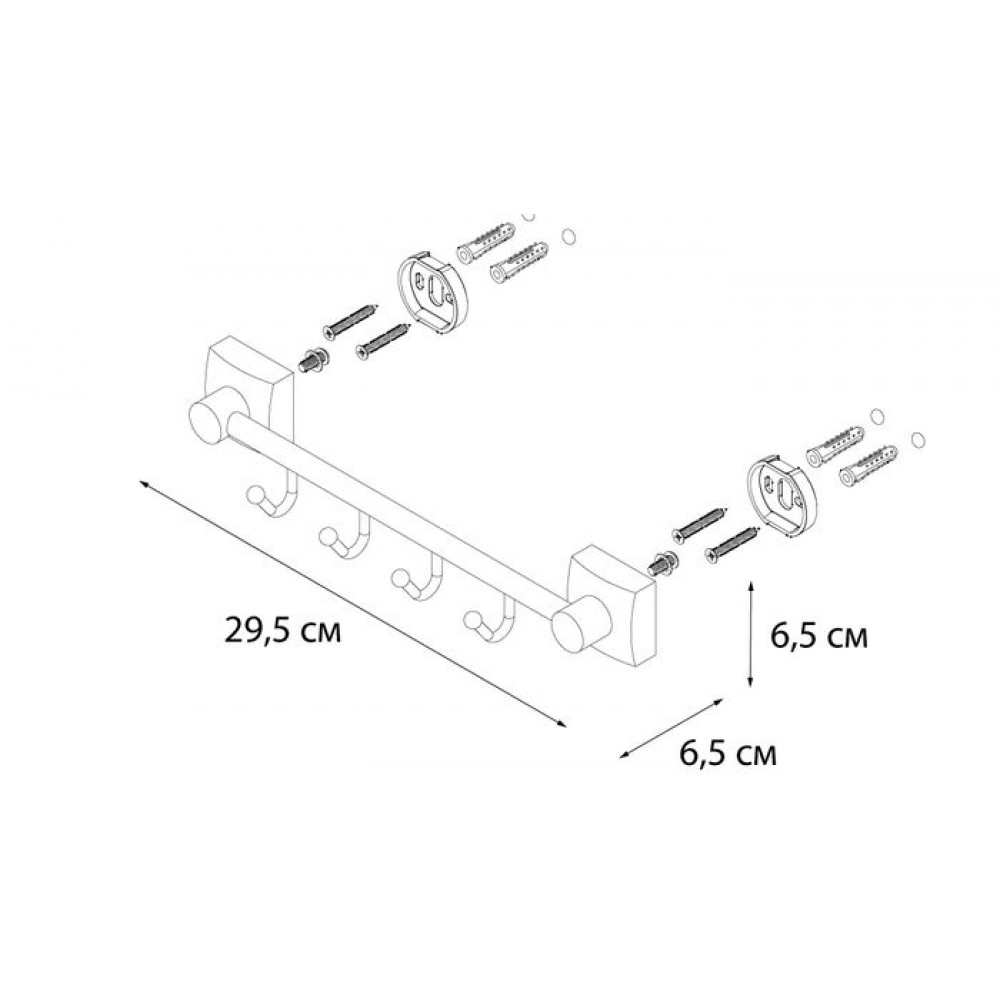 Планка FIXSEN Kvadro 4 крючка (FX-61305В-4)