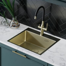 Кухонная мойка Lemark JANGA 540 прямоугольная из нержавеющей стали цвет: светлое золото (9938110)