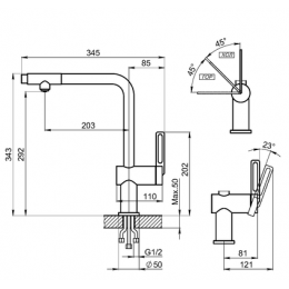 Смеситель для кухни GRANULA с выдвижным изливом и подключением к фильтру (8169, НЕРЖ)