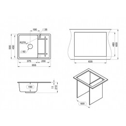 Кухонная мойка GRANULA (6501, ГРАФИТ)