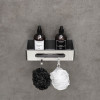 Полка для душа прямая Lemark SHELF LINE из нерж. стали с крючками, хром/вставка-пластик графит (9771043)