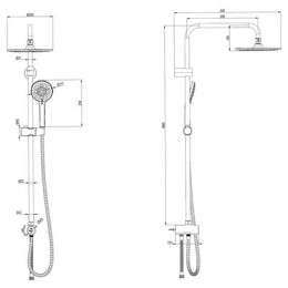 Душевой гарнитур без смесителя, с верхней душевой лейкой "Тропический дождь", Lemark (LM8809BL)