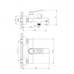 Смеситель для ванны с коротким изливом RUSH Palm (PL2530-44)