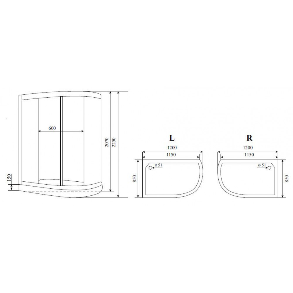 Душевая кабина Timo Lux 120*85*225  (T-7702L)