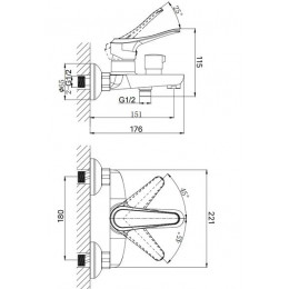 Смеситель для ванны с коротким изливом RUSH Jawa (JA0735-44)