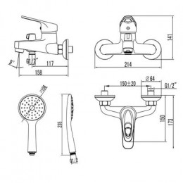 Смеситель для ванны Lemark Luna (LM4134C)