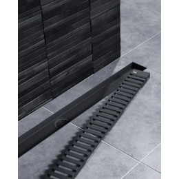 Душевой лоток TIMO Drain System 800 с вставкой "lines", Чёрный (DS230108/03)