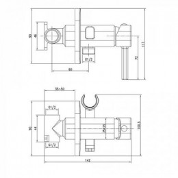 Смеситель гигиенический душ IDDIS Axes (004SBS0i08)