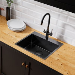 Кухонная мойка Lemark JANGA 540 прямоугольная из нержавеющей стали цвет: чёрный матовый (9932112)