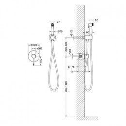 Смеситель встроенный с гигиеническим душем Timo Saona белый матовый )2389/16SM)