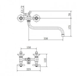 Смеситель для ванны и душа FASHUN хром (A2227-2)