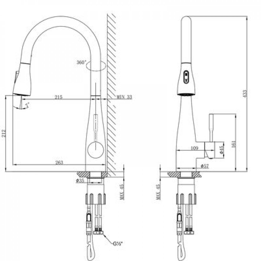 Смеситель Lemark Expert для кухни с выдвижным поворотным изливом (LM5084S)