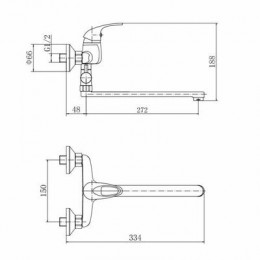 Смеситель для ванны и душа FASHUN хром (A2115)