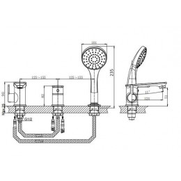 Смеситель на борт ванны RUSH Bruny (BR4335-333)