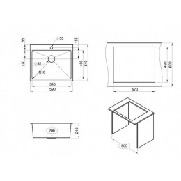 Кухонная мойка GRANULA (5951, ГРАФИТ МАТОВЫЙ)