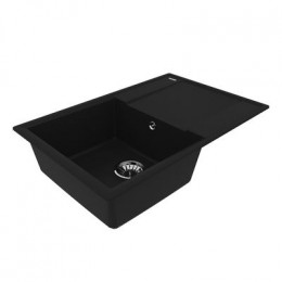 Кухонная мойка Lemark IMANDRA 760 врезная прямоугольная с крылом из кварцгранита цвет: Антрацит  (9910025)
