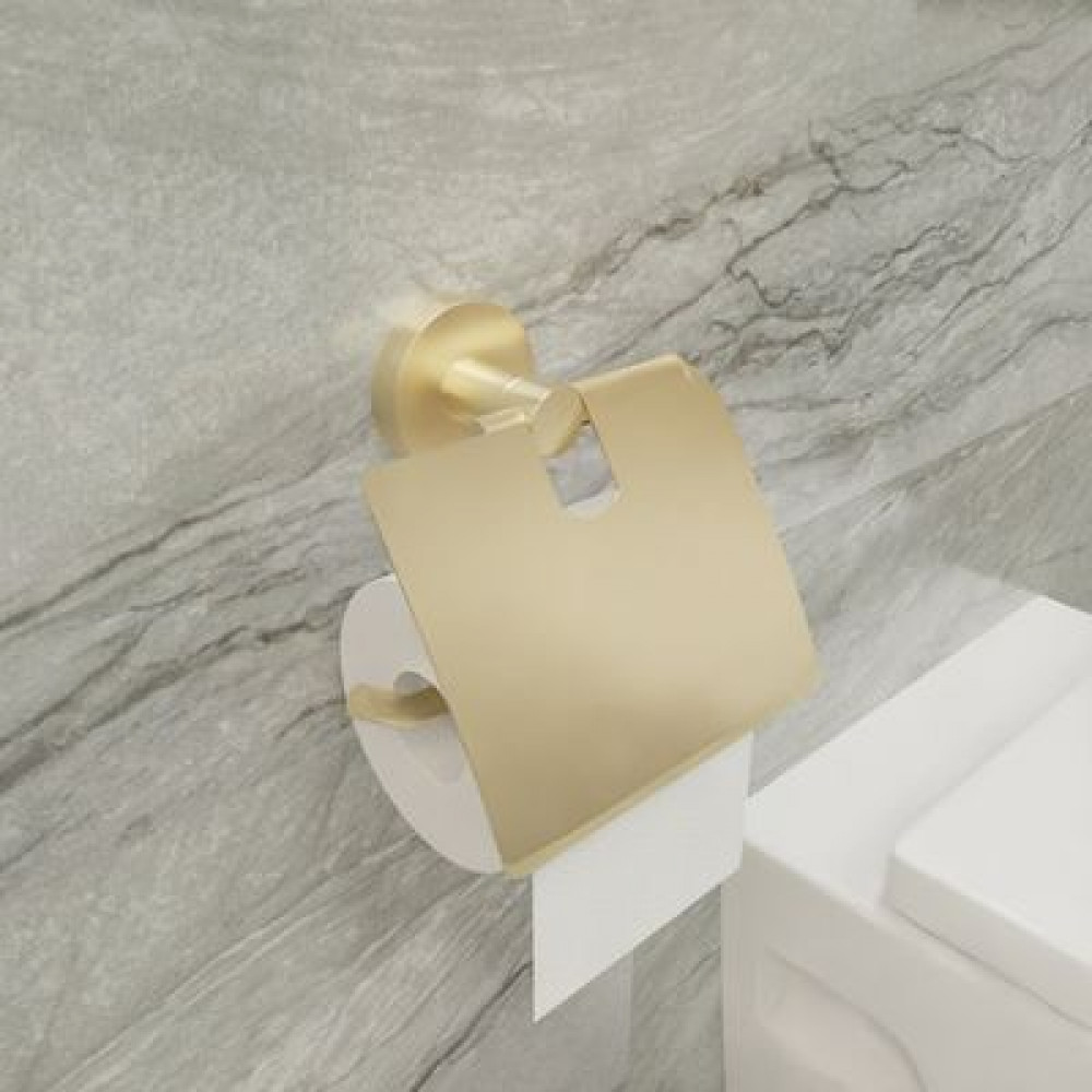 Бумагодержатель с крышкой золото-сатин Fixsen Comfort Gold (FX-87010)