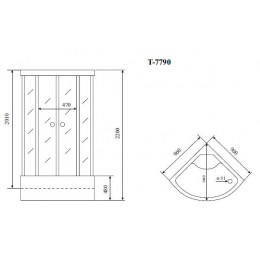 Душевая кабина Timo Lux 90*90*220  (T-7790)
